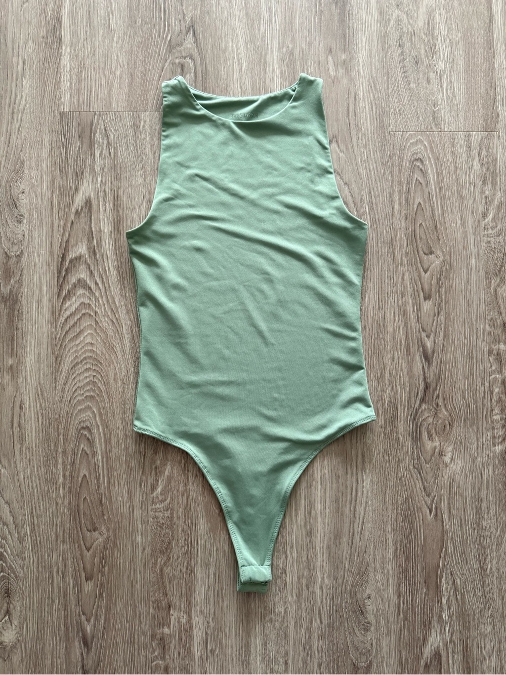 SHEIN Sleeveless Ribbed Bodysuit in Sage Green